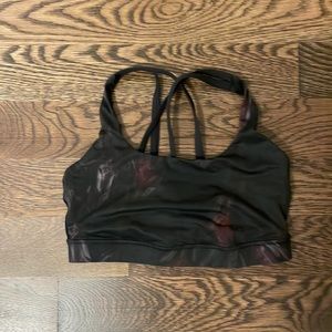 Lululemon Black Floral Energy Bra Size 6
